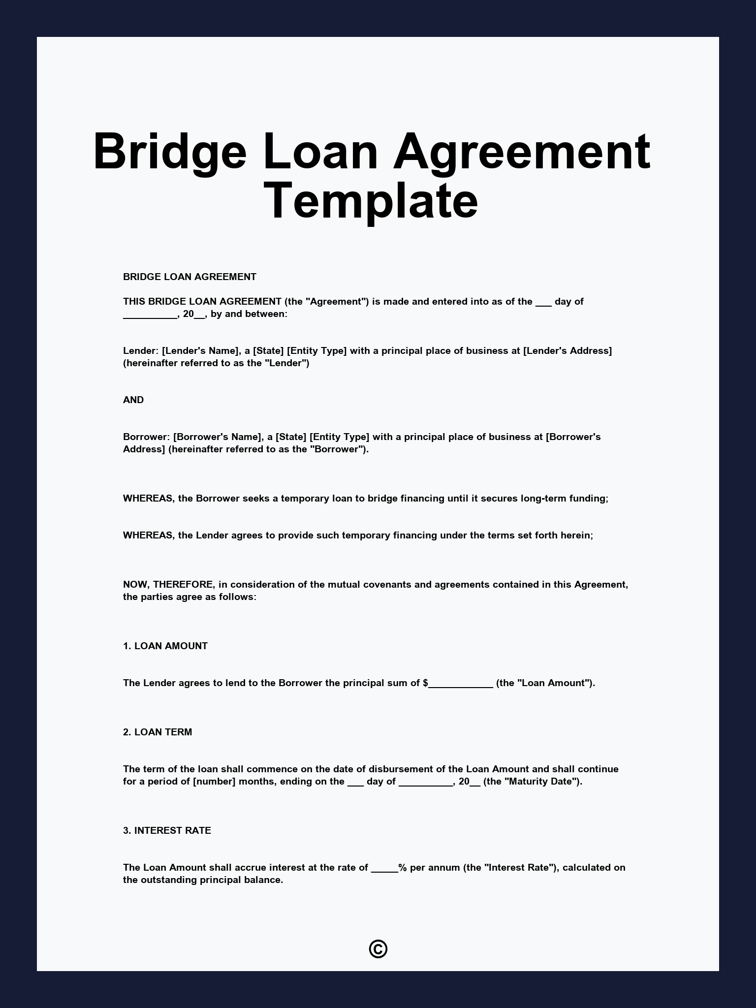 Bridge Loan Agreement Template