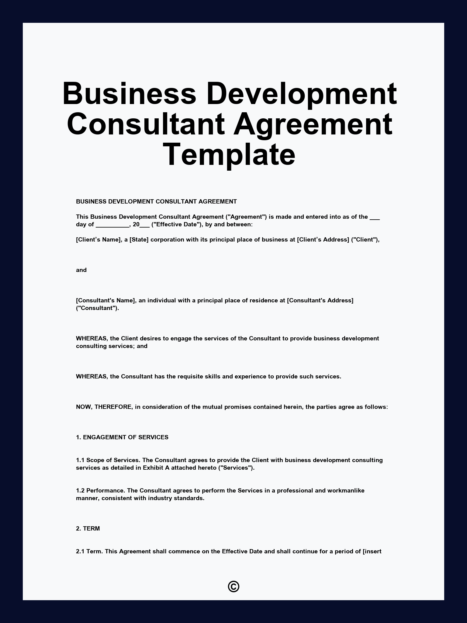 Business Development Consultant Agreement Template