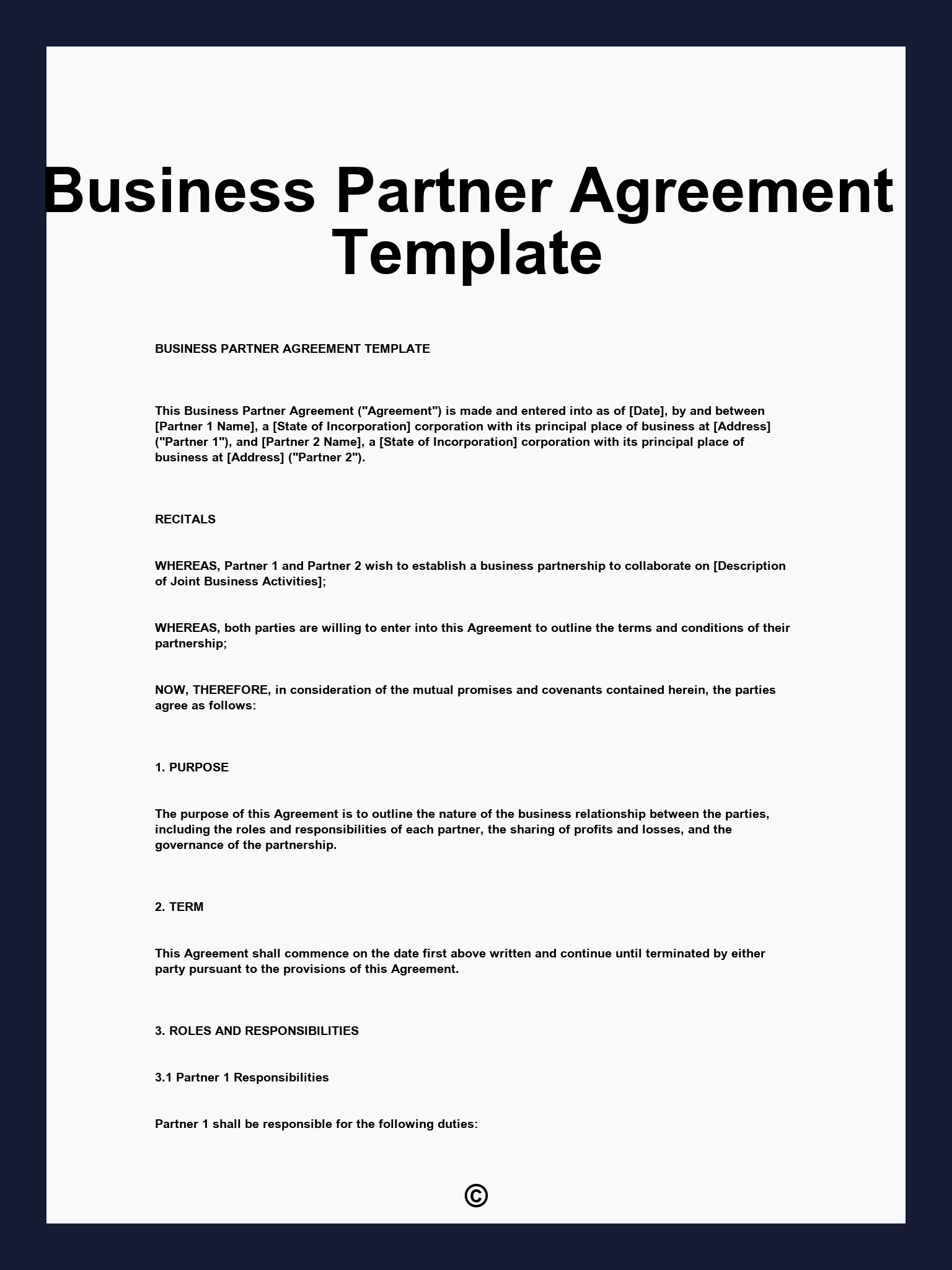 Business Partner Agreement Template