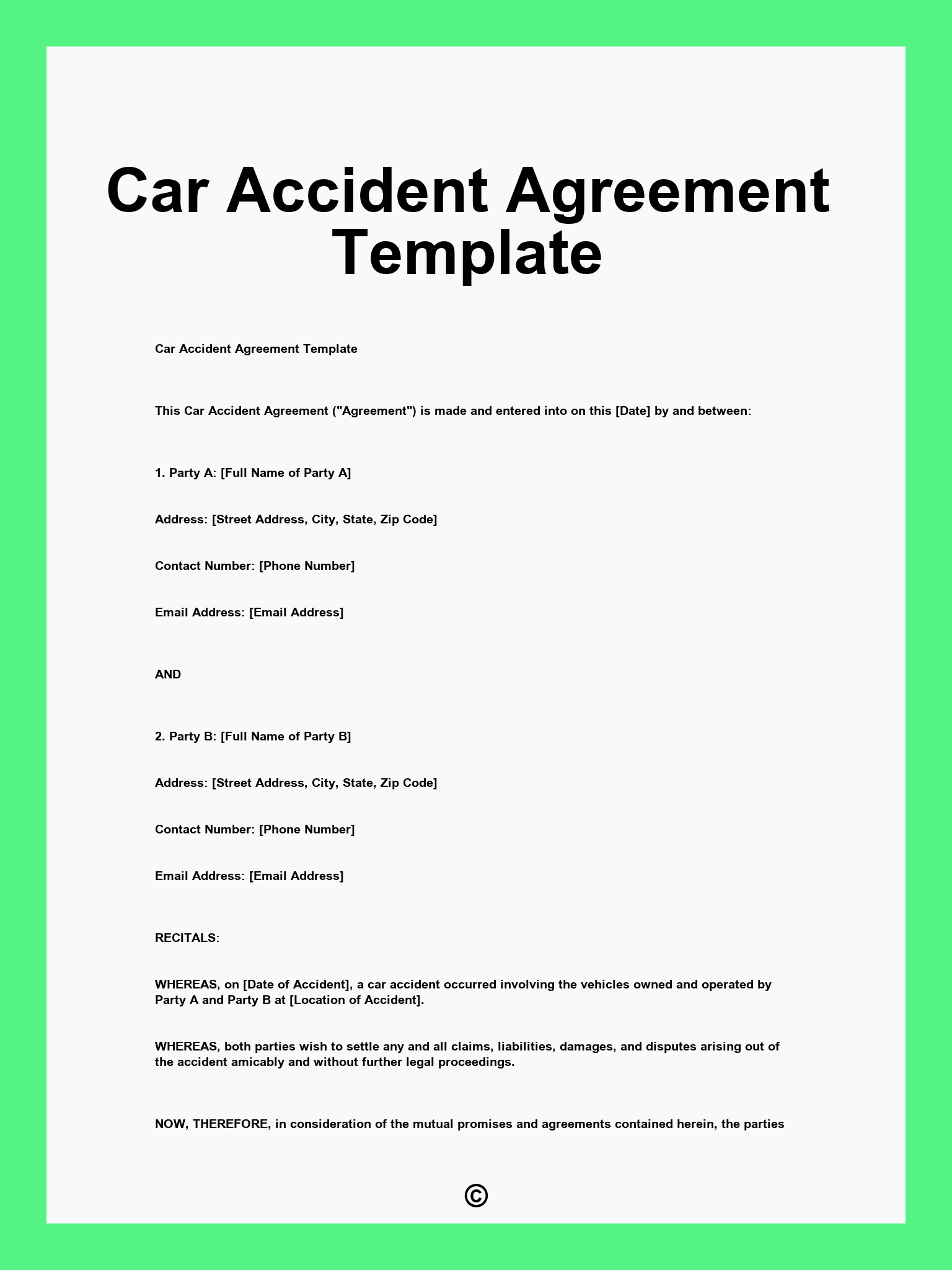 Car Accident Agreement Template