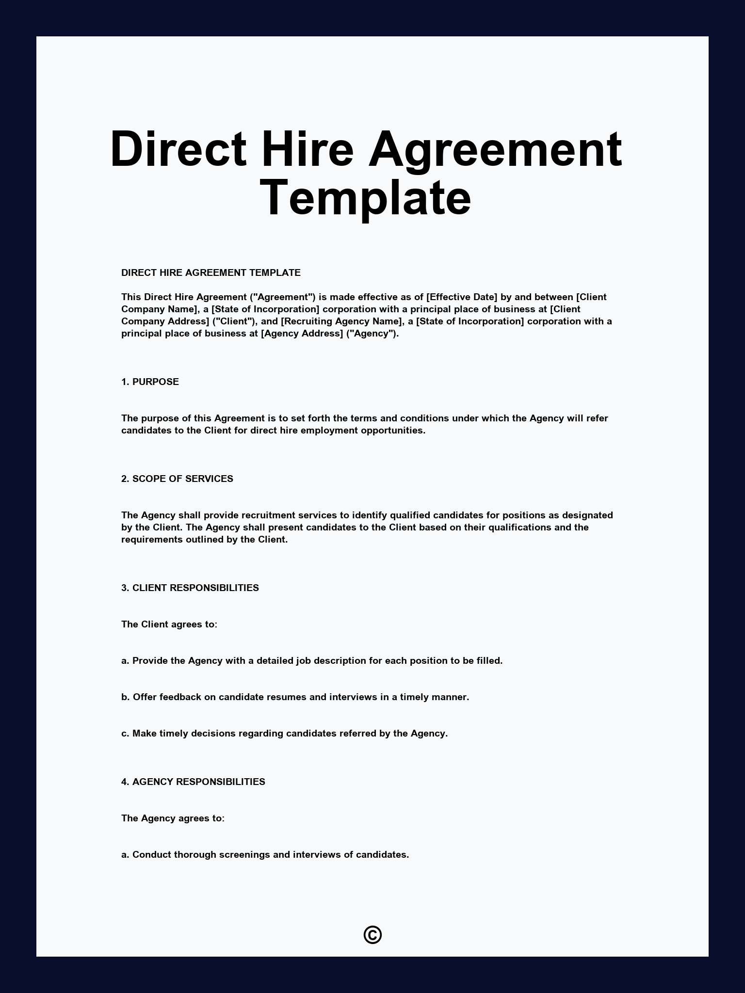 Direct Hire Agreement Template