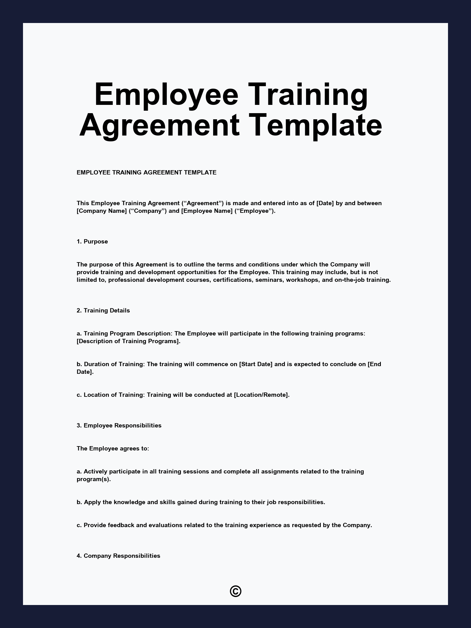 Employee Training Agreement Template