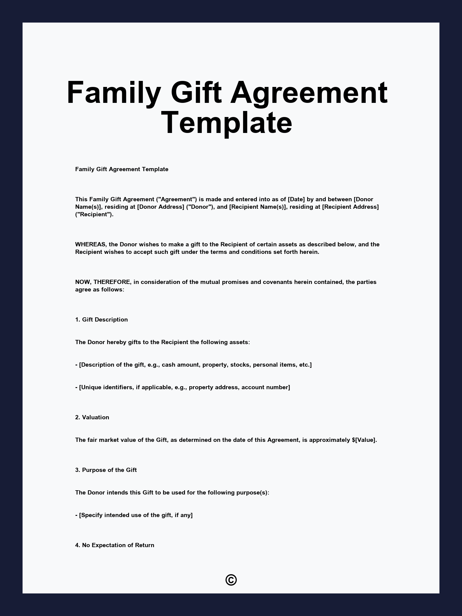 Family Gift Agreement Template