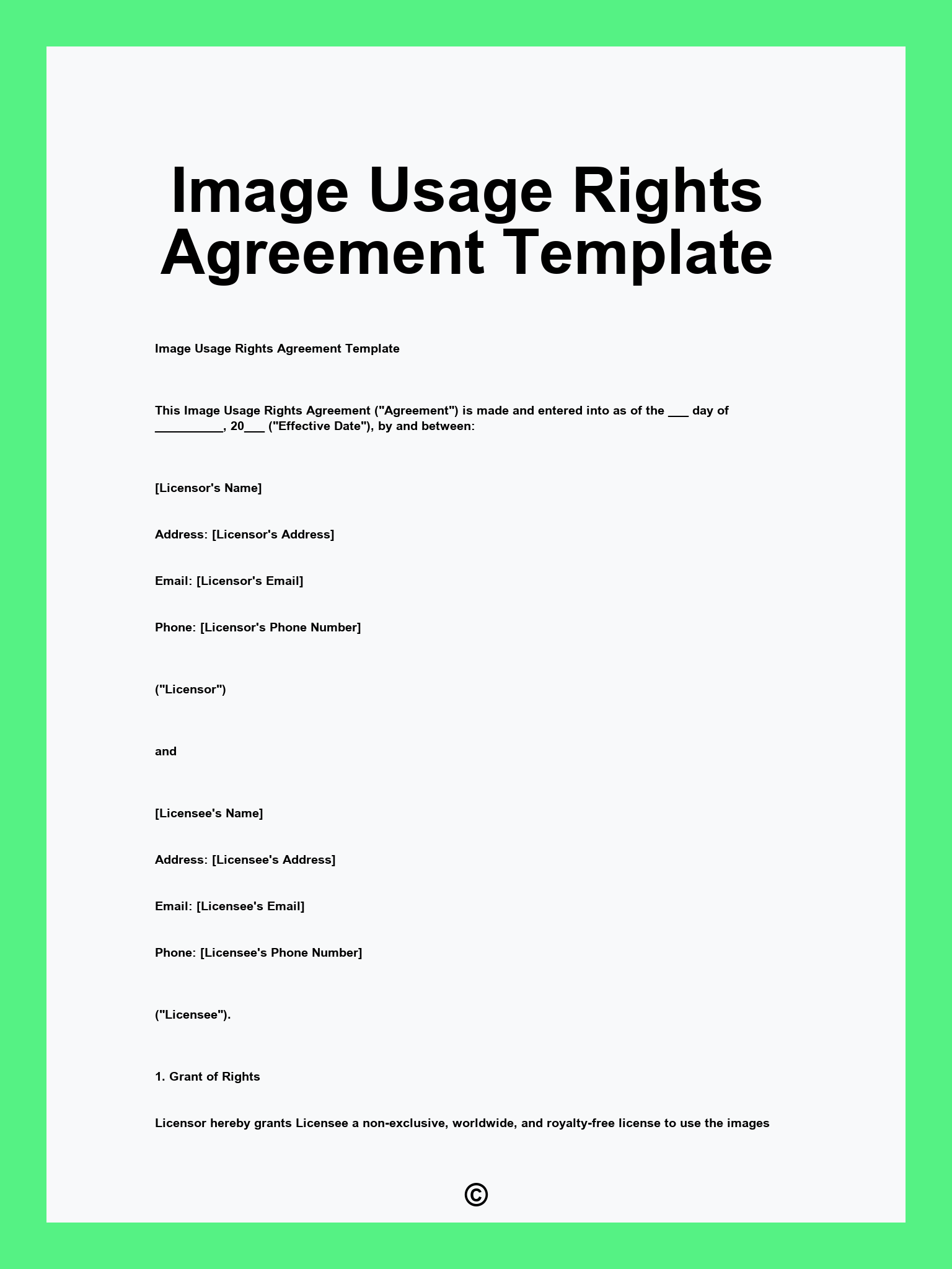 Image Usage Rights Agreement Template