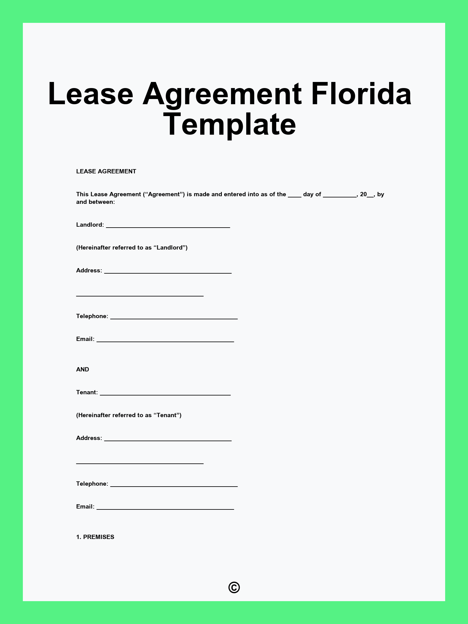 Lease Agreement Florida Template