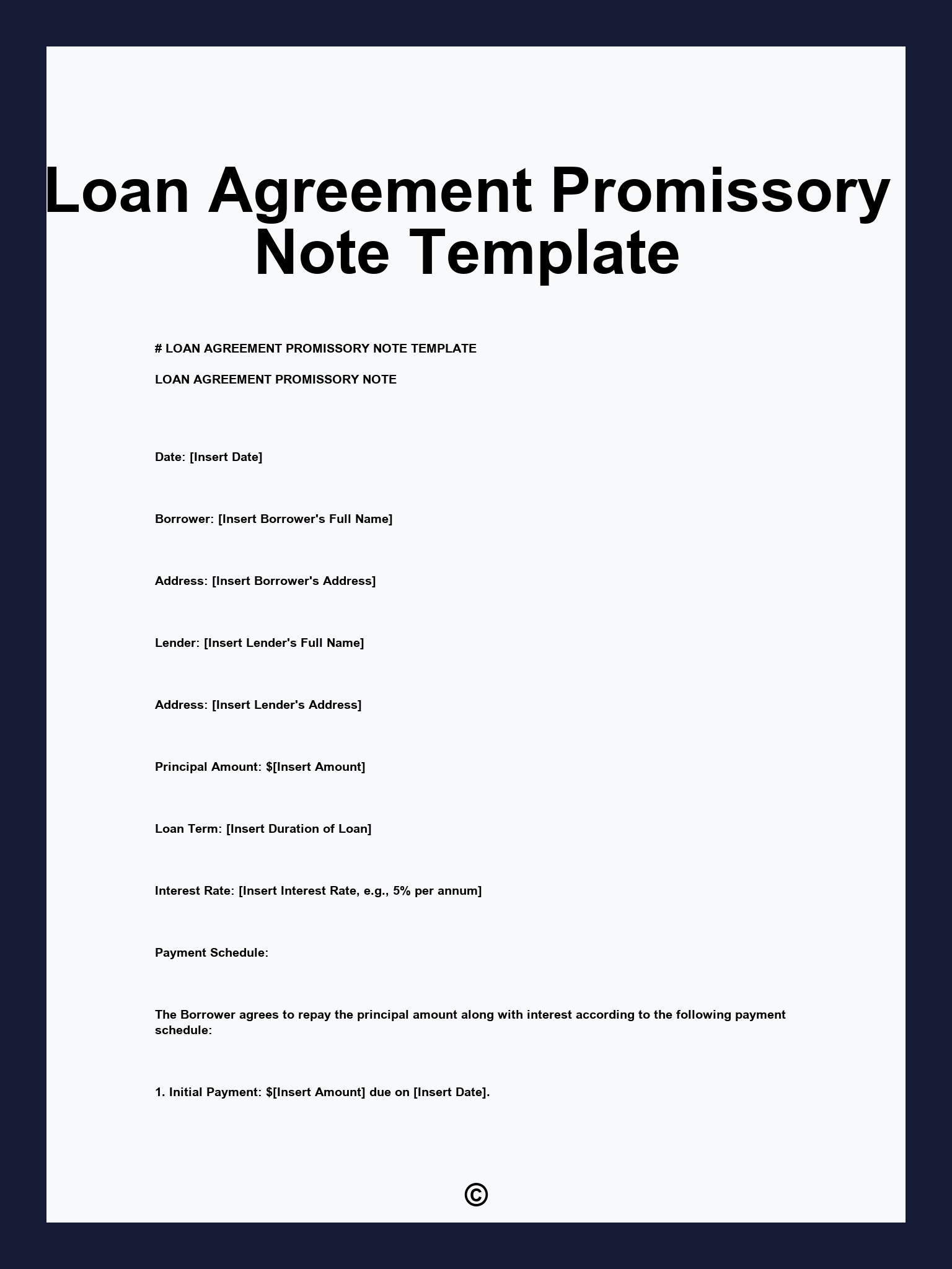 Loan Agreement Promissory Note Template