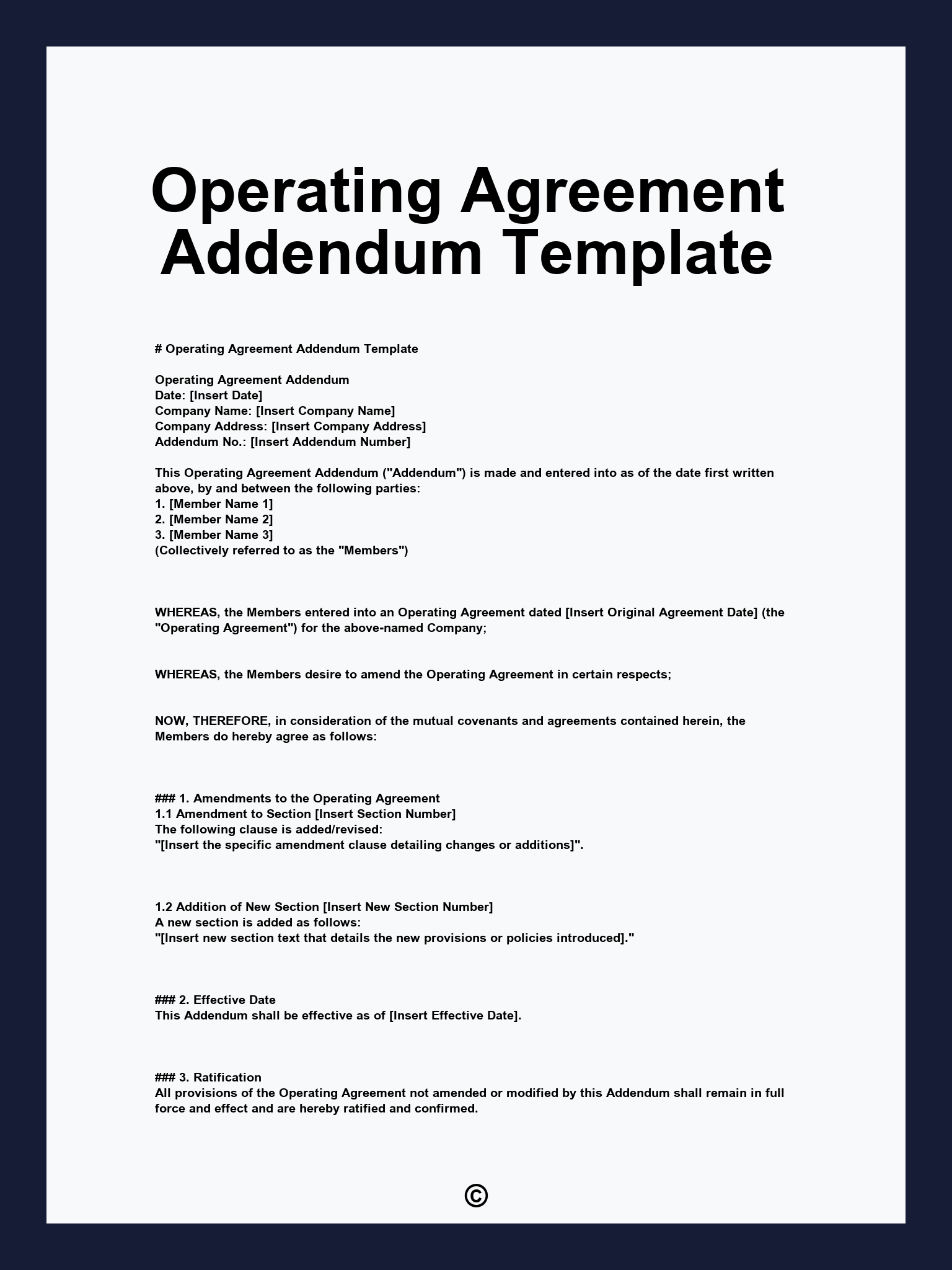 Operating Agreement Addendum Template