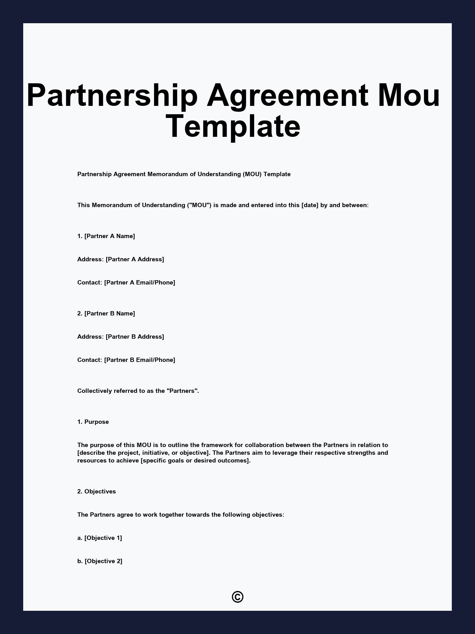 Partnership Agreement Mou Template