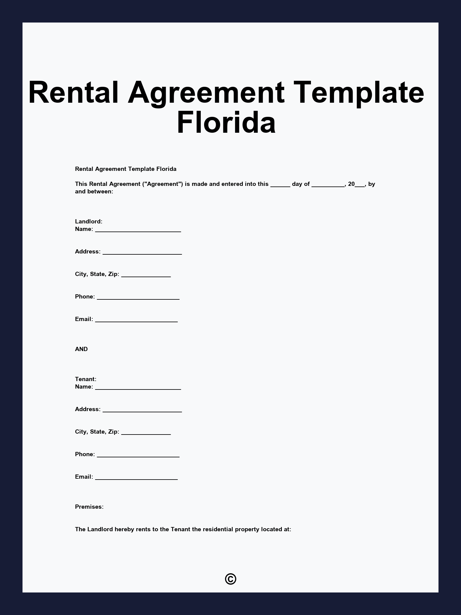 Rental Agreement Template Florida