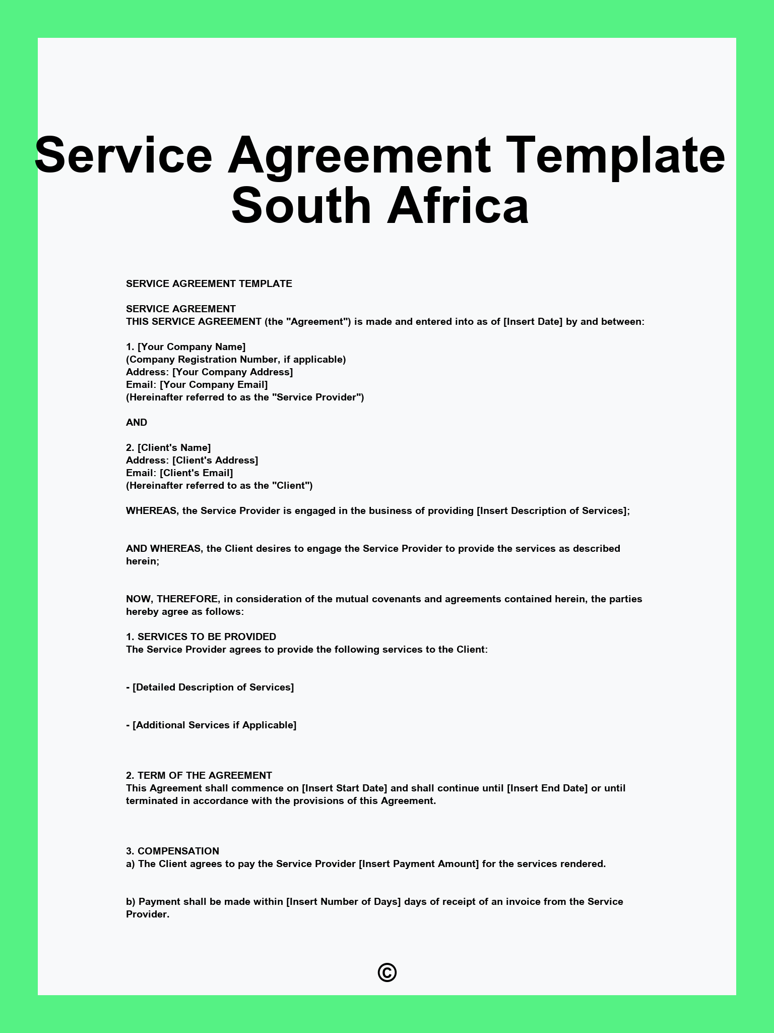 Service Agreement Template South Africa