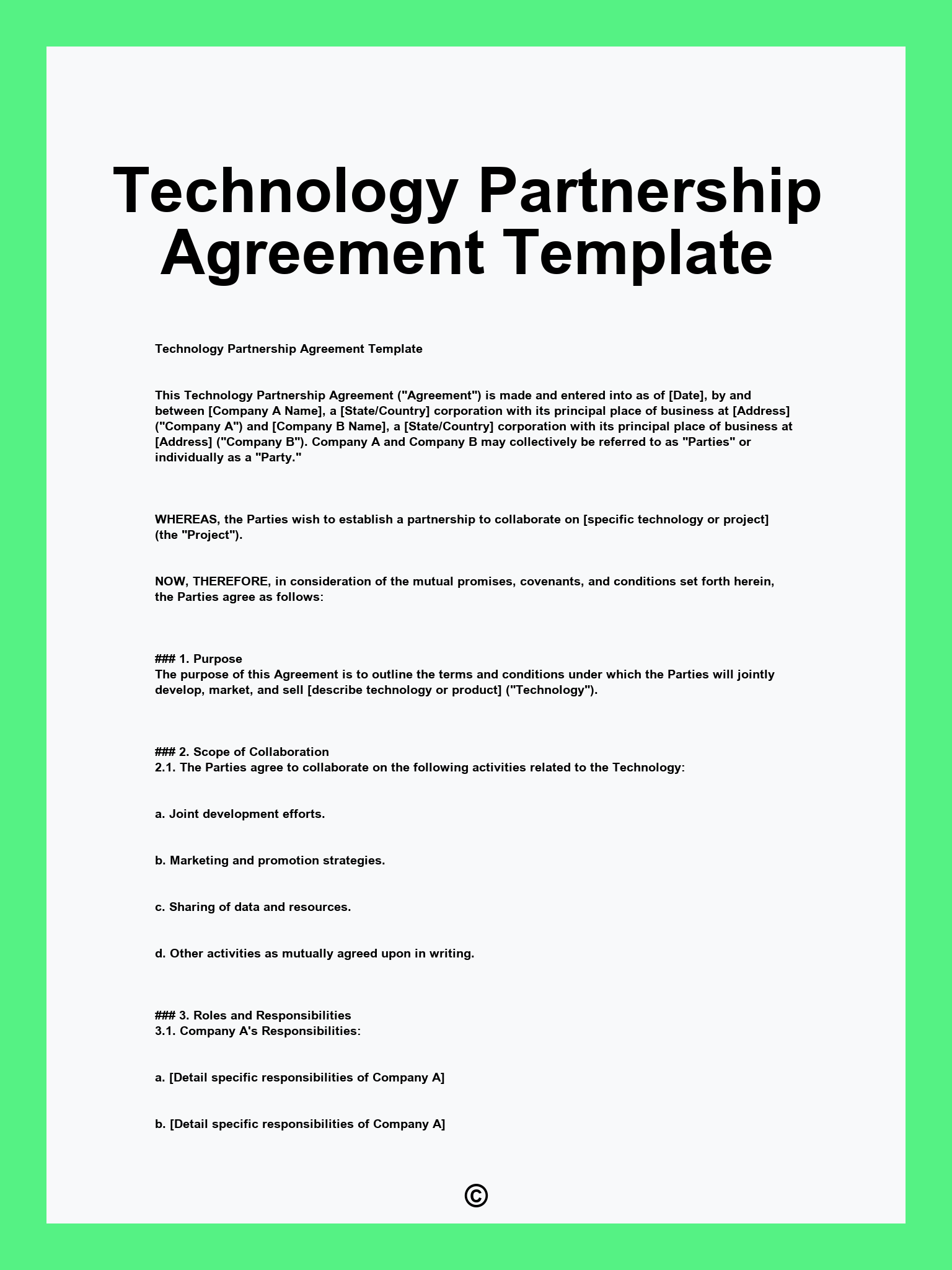 Technology Partnership Agreement Template