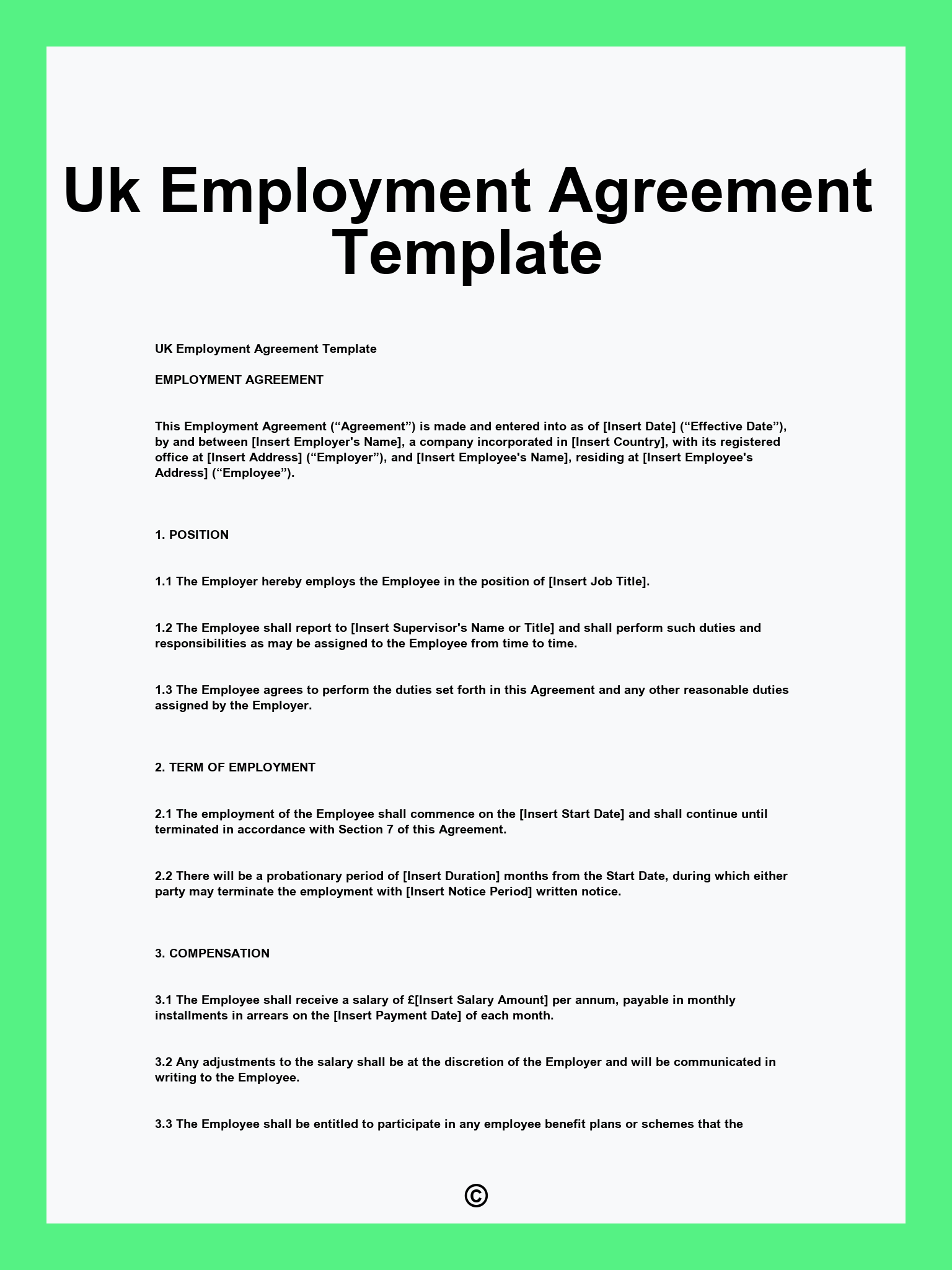 Uk Employment Agreement Template