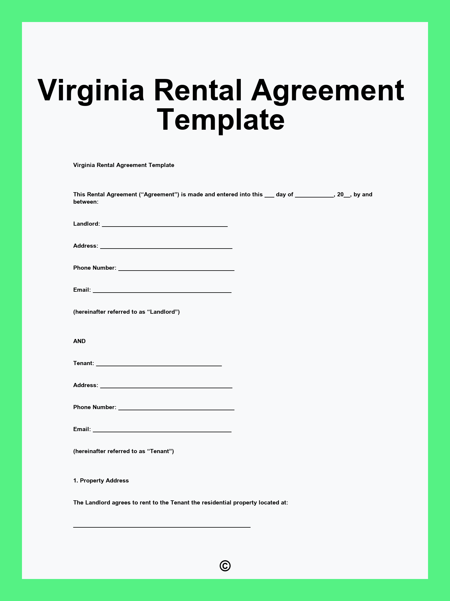 Virginia Rental Agreement Template